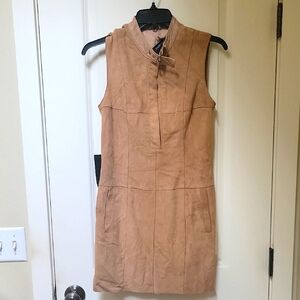 NWT Y2K BEBE Tan Sleeveless Suede Dress Size 2